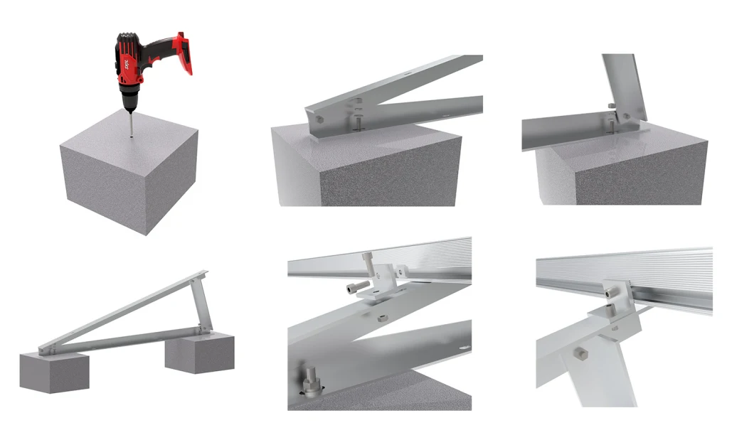 Flat Roof Solar PV Fixed Triangle Racks Bracket Racking Mounting System