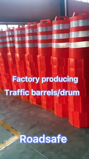 Barili di sicurezza per tamburi stradali in PE arancione Barriera riflettente di avvertimento per barili di sicurezza stradale