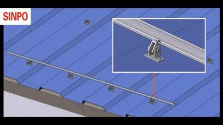 Il produttore adatta la struttura in alluminio per un sistema di pannelli solari fissi sul tetto in metallo