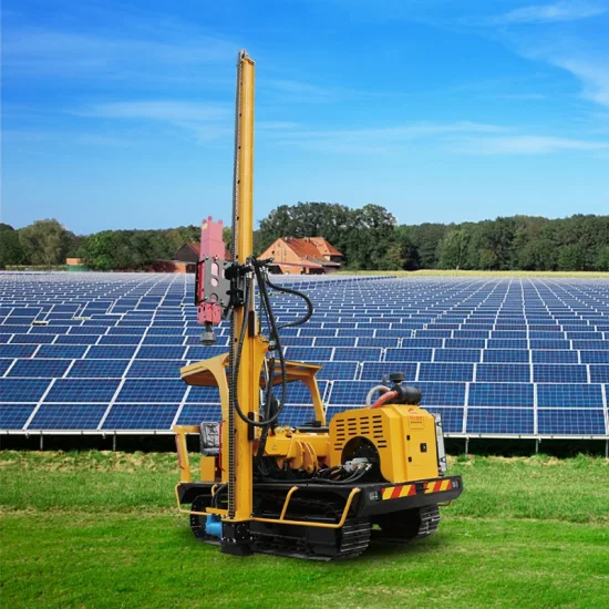 Macchina battipalo, centrale fotovoltaica, perforazione del terreno, sistema di pannelli solari, macchina battipalo, battipalo vibrante